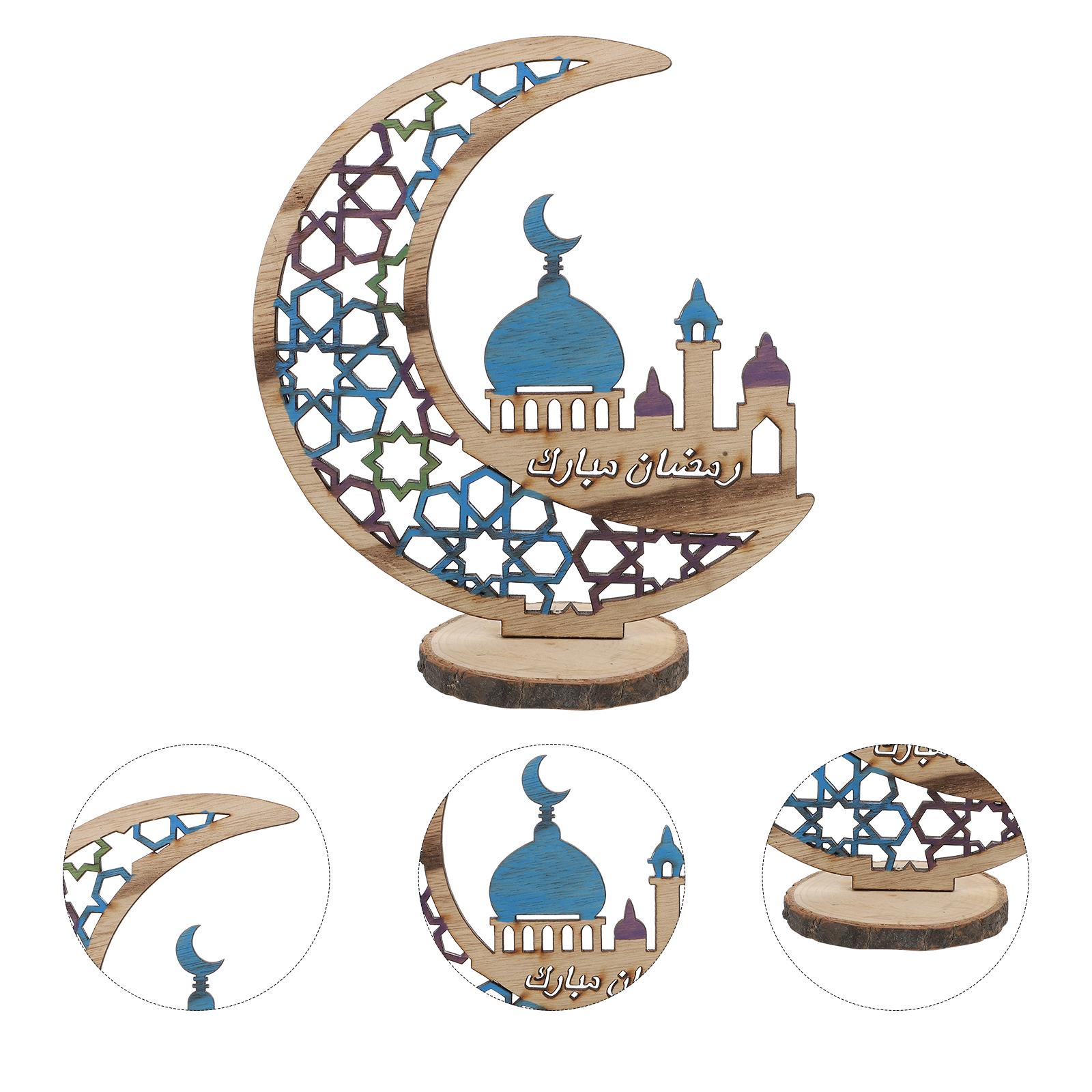 

Eid Деревянная Луна Мусульманская тематика Украшение Шикарные поделки Домашний декор Домашний праздник Мубарак Украшения Праздничный свет 20X18X8.5CM