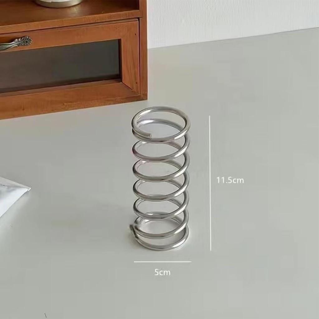 Queen-b Spring Storage Stand, Set of 4, Stainless Steel, Spring-Type, Pen, Toothbrush, Toothpaste, and Makeup Brush Holders, Rust-Resistant, Quick-Dry