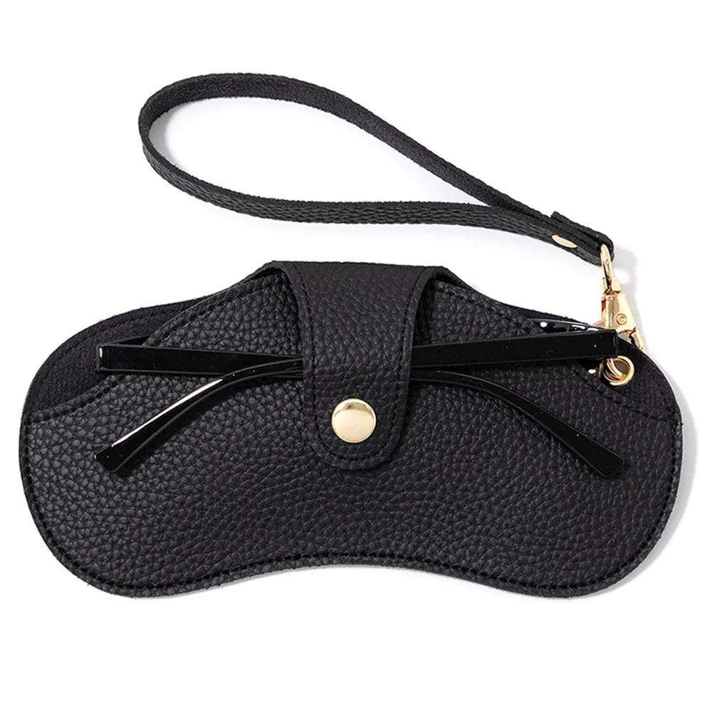 

Eyewear Clip PU Leather Sunglasses Storage Bag Neck Pouch For Glasses Accessories Organizer Glasses Protective Sleeve For Unisex чёрный