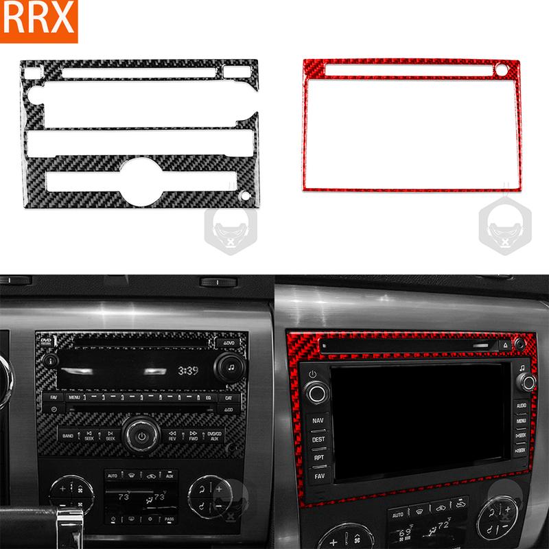 For Hummer H2 2008 2009 Real Carbon Fiber Stickers Radio Adjustment Control Panel Trim Cover Car Accessories Interior Decorative