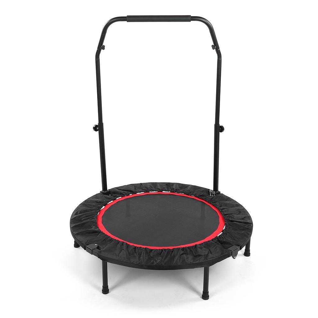 Foldable Trampoline with Adjustable Handle 3 Height Levels for Kids Adults Fitness Indoors Outdoors Black Red 40inch