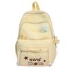 Schoolbag High Value Solid Color Backpack Large Capacity College Style Schoolbag Female Junior High School Students Cute Letter Embroidered Student