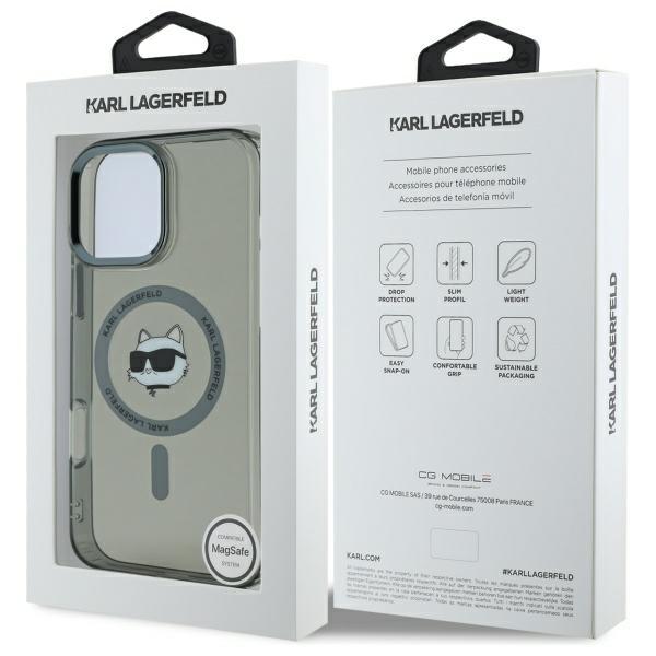 Karl Lagerfeld Klhmp16Lhlschk Iphone16 Pro 6.3 Czarny/Black Hardcase Iml Metal Choupette Head Magsafe