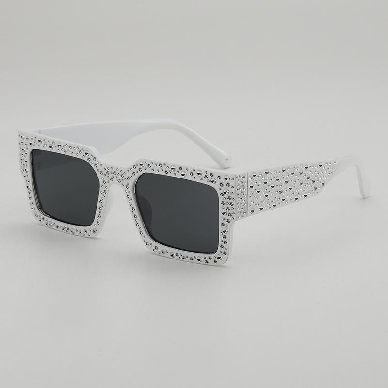 JYL TS Square Punk Sunglasses With Diamonds UV Protection For Street Shooting 118225