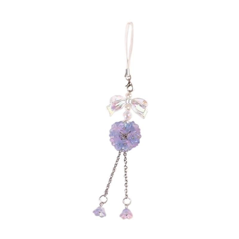 Eye Catching Phone Pendant Flower Keychain Butterfly Charm Keyring for Bag Purse 1 синий