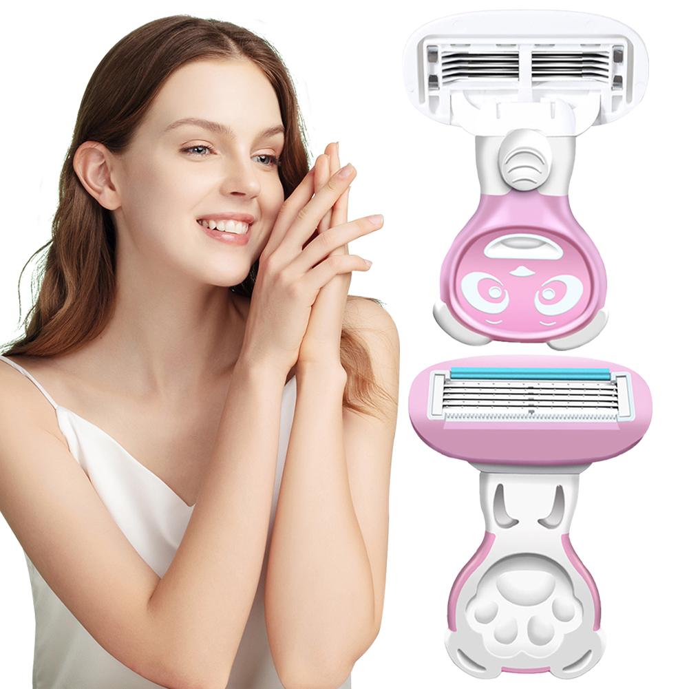 Women Portable Shaver Moisturizing Shaver 5 Blades Razor Safety Razor Blades Face/ Leg/ Armpit/ Bikini Beauty Hair Removal