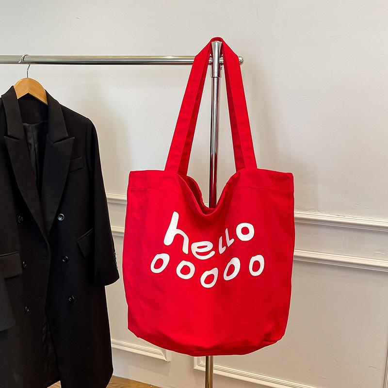 Korean version of casual canvas tote bag ins fashion letter printing handbag Internet celebrity literary nylon shoulder women's bag