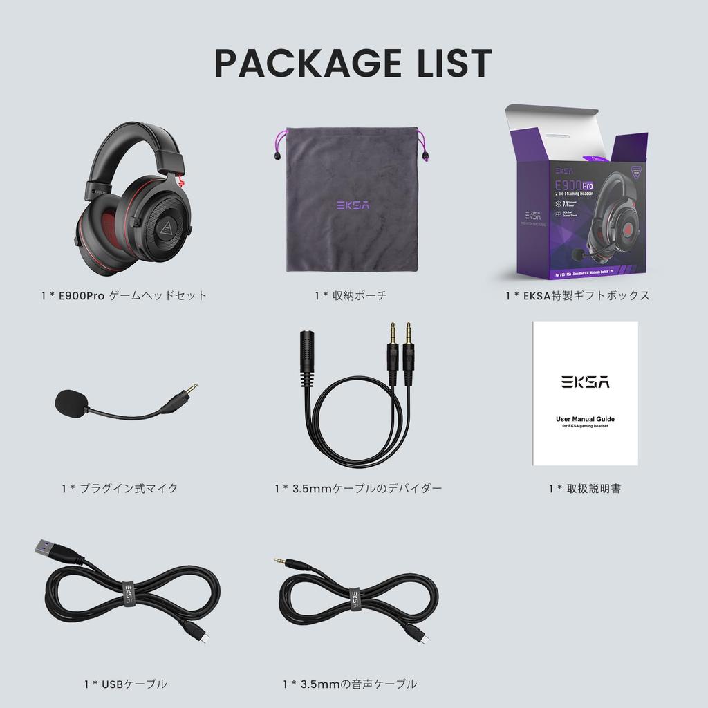 EKSA Gaming Wired with Channel Surround Detachable RGB 50mm Noise High Sound Plug Compatible with and Headset, Microphone, 7.1 Sound, 3.5mm/USB