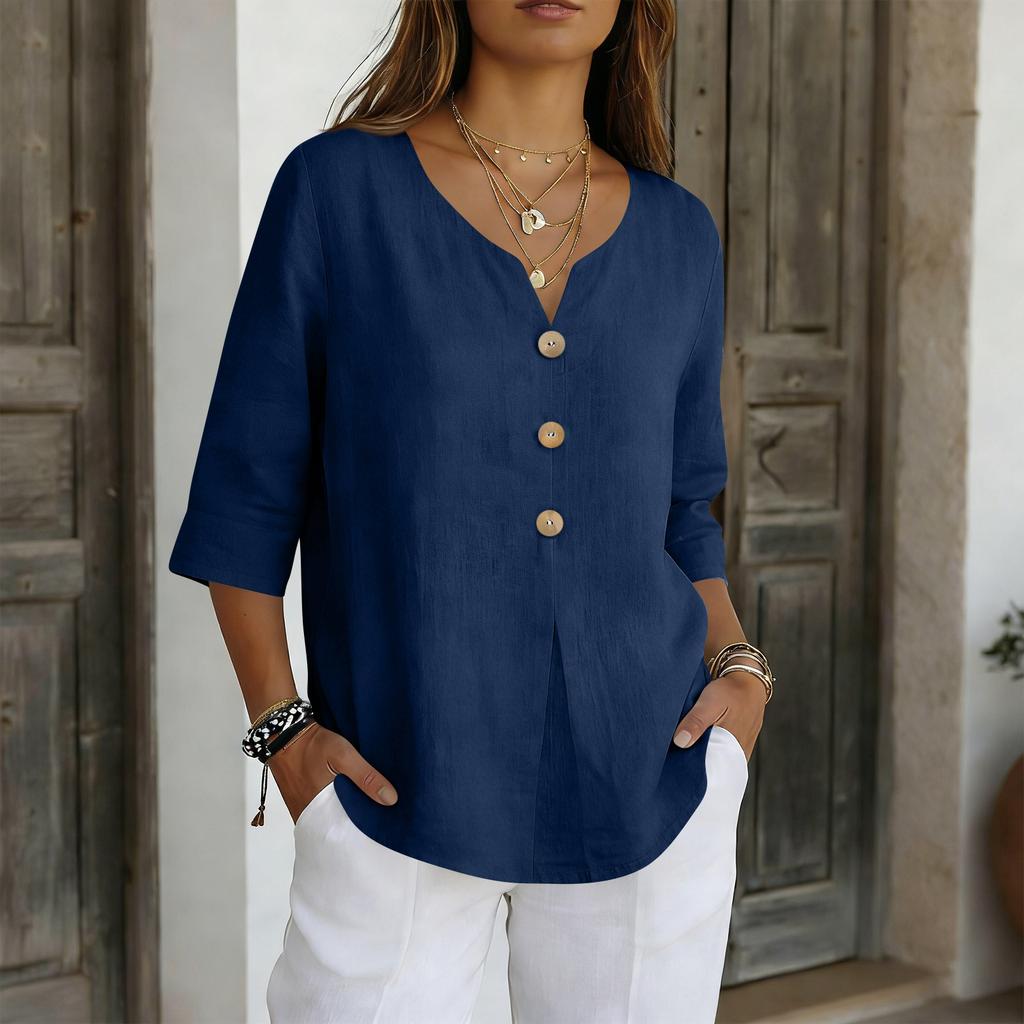 Rochii tip cămașă pentru femei Tricouri casual elegante cu mânecă 3/4 Topuri tip tunică Tricouri de bază Pulovere Cămăși de lucru