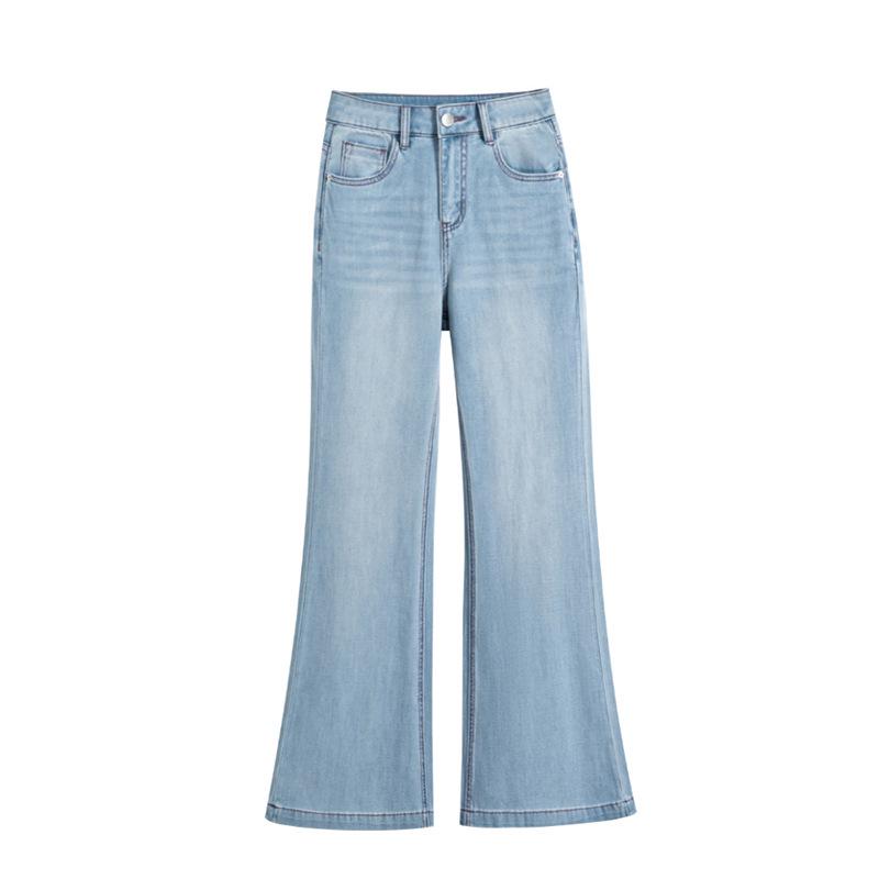 Summer Light Blue Flare Pants - Comfortable Stretch Slimming Denim Long Pants 532