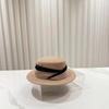 Contrast color Philippine hemp yarn wool top hat elegant British style high-end felt hat jazz hat fashion hat winter new