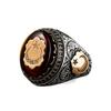 Retro Ethnic Style Men's Ring with Carved Star and Moon Pattern Ring