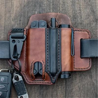 Skórzana Pochwa na Multitool Leatherman Pochwa Organizer Kieszonkowy EDC z Uchwytem na Klucze na Pasek i Latarkę Narzędzie Kempingowe Outdoor