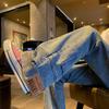 Men's Summer Thin Retro Blue Reversible Denim Pants American High Street Straight Leg Jeans