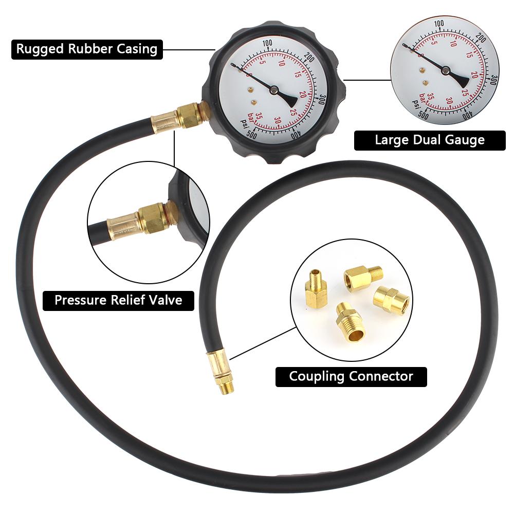 12Pcs Multi-function Oil Pressure Gauge Automotive Hydraulic Oil Pressure Gauge TU-11A Diagnostic Service Set Tools Transmission Pressure Gauge