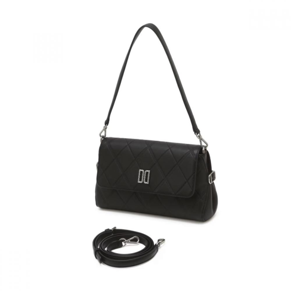 Daks Black Argyle Pattern Leather Flap Shoulder Bag Dcba6e431bk