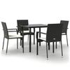 VidaXL Mobilier à dîner de jardin et coussins 5pcs Noir Résine tressée 3185132