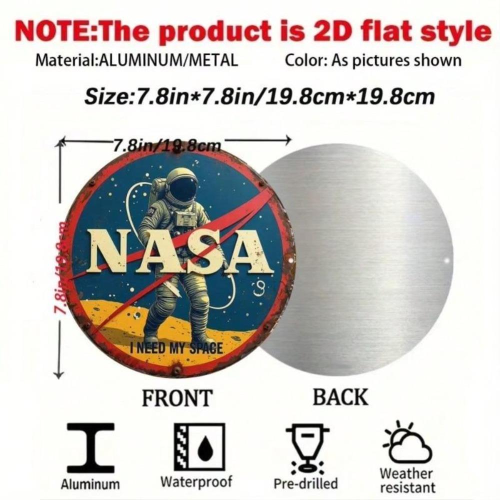 Vintage Blechschild 2D Flach Astronaut Weltraumforschung Gedenkabzeichen Weltraumtechnik Display