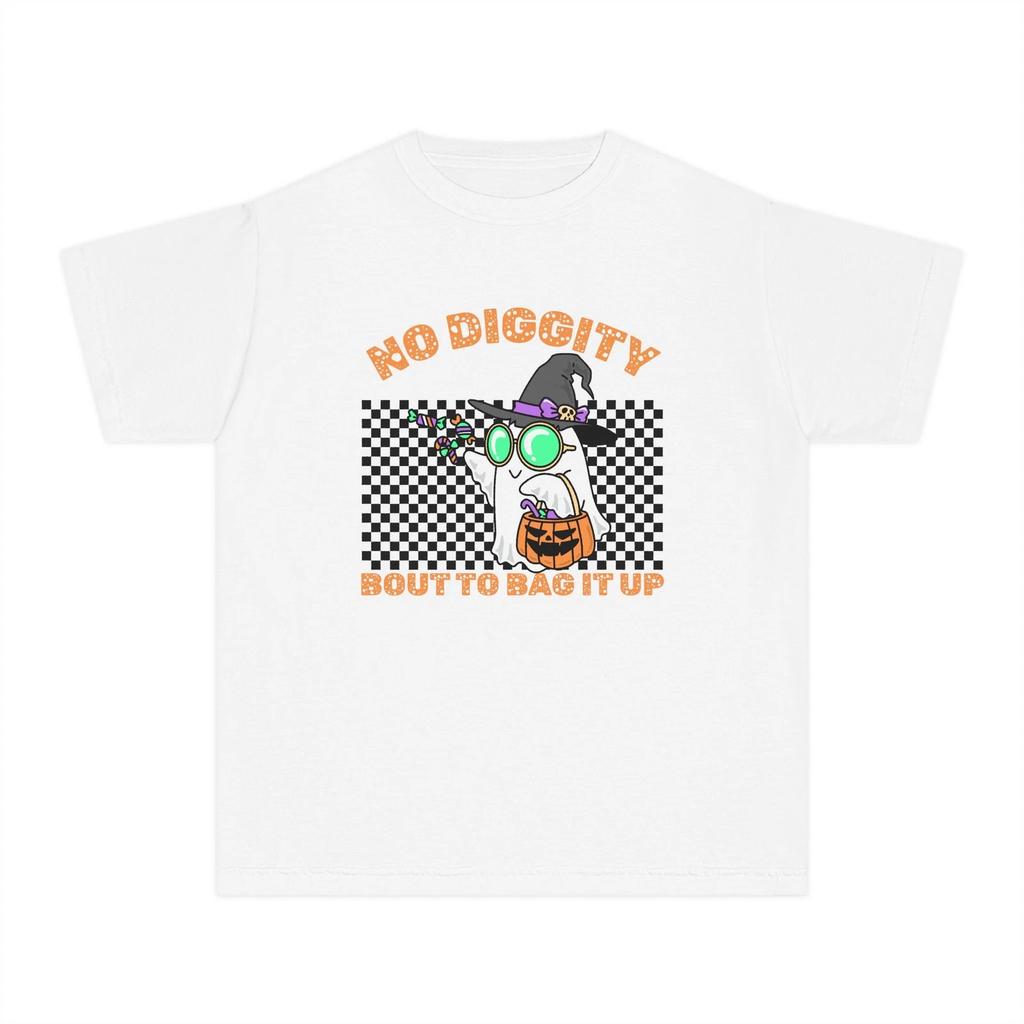 Youth Halloween T-Shirt - 'No diggity, bout to bag it up'