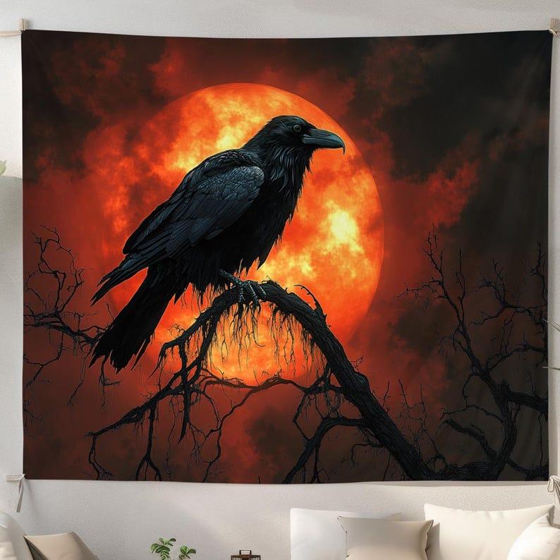 Mysterious Raven Room tapestry 75x100 чёрный