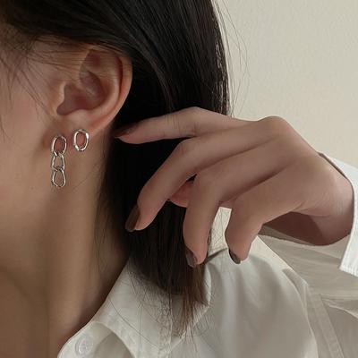 Fashion Personality Versatile Earrings Women'S Design Sense Temperament Chain Asymmetrical Exaggeration Women'S Earrings