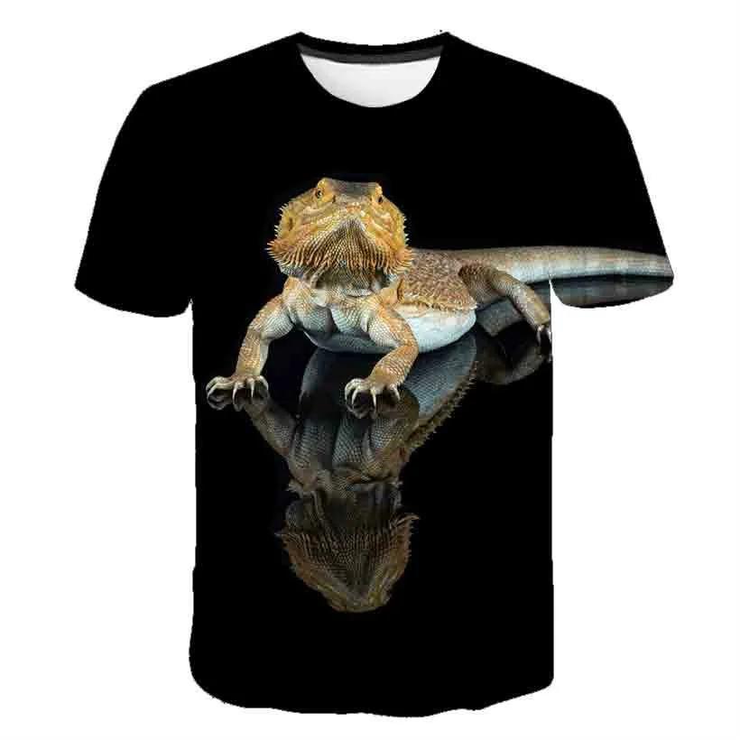 Summer Hot Selling Reptile Lizard Pattern Printed T-shirt Fashion Chameleon Plus Size Hip-Hop Street O-Neck Casual Top