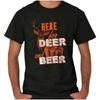 Funny Hunter Here For Deer and Beer Humor Womens or Mens Crewneck T Shirt Tee