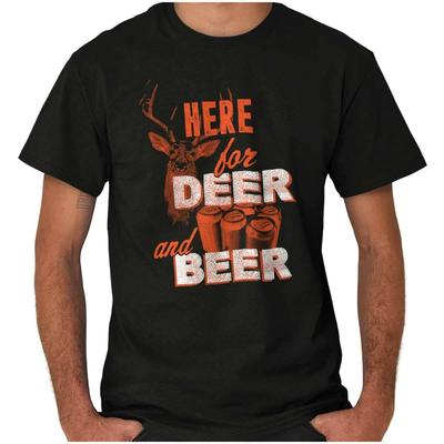 Rolig jägare Här för rådjur och öl Humor Dam- eller Herr Crewneck 100% Bomull T-shirt Herr T-shirts Topp Tee