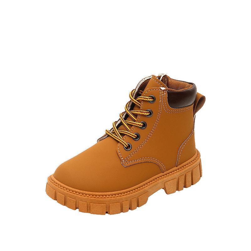 Martin Boots Women's Children's Spring and Autumn 2025 New Little Girl Leather Boots Boys Baby Middle and Older Children's Big Yellow Boots Short Boo