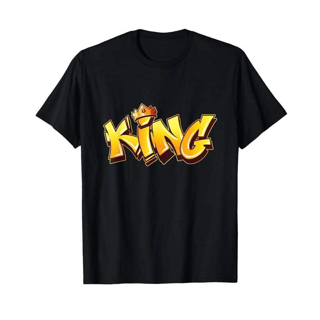 King Graffiti Art Street Urban Style Spray Paint Hip Hop T Shirt Vintage Washed Breathable Fashion Unisex Streetwear