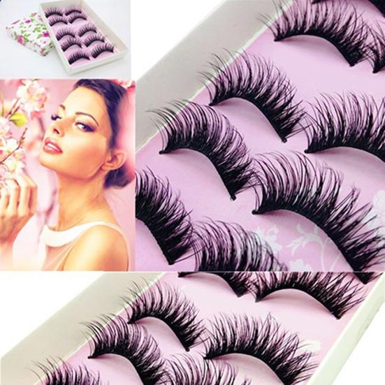 5 Pairs Natural Eye Lashes Makeup Handmade Thick Fake Cross False Eyelashes Hot 5 Pairs