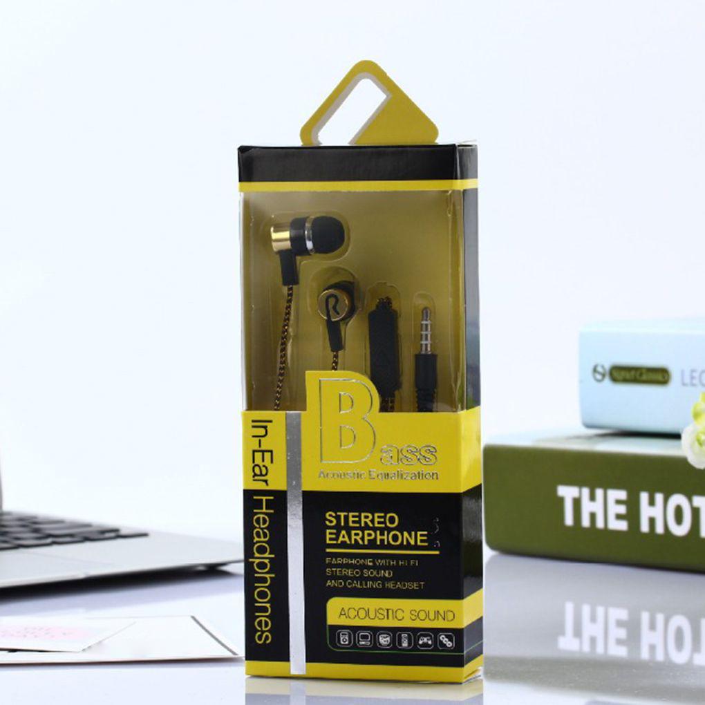 3.5mmHeavy Bass Microphone Silicone Woven Antifreeze Line Earbud In-Ear Earphone