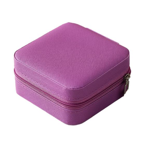 Mini Jewelry Storage Box, PU Leather Compact Jewelry Organizer, Soft Velvet Shockproof Jewelry Case for Rings Earrings