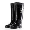 3537 Black 45CM Men's Extra High Rain Boots - Waterproof PVC Work Footwear for Construction Safety