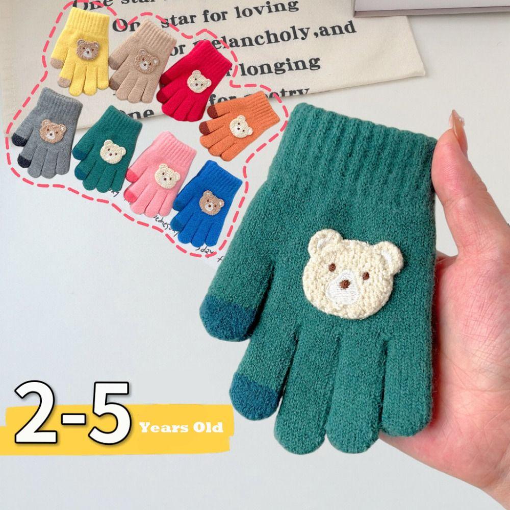 

Elastic Full Finger Gloves Thick Warm Children Mittens New Kids Gloves