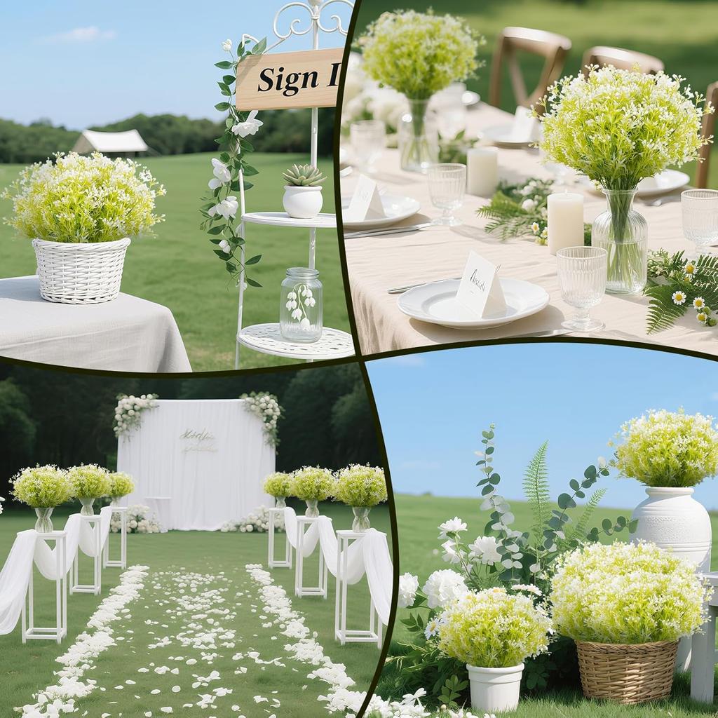 Artificial Flowers for Outdoors - 4PCS UV Resistant Fake Flowers for Decoration, Small Jasmine Buds Ivy for Centerpiece Front Porch Kitchen Garden