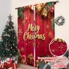 2pcs 2D Flat Printing Christmas Scene Curtain Merry Christmas 04 Versatile Fabric Without Electricity Festive Wall Decor Use for