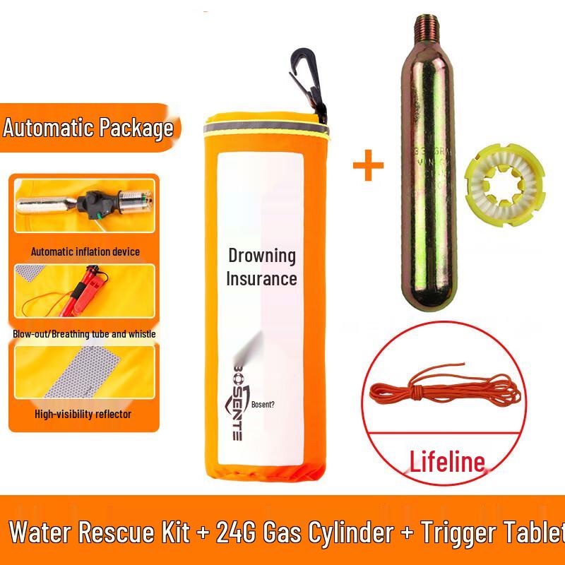 Portable Automatic Inflatable Water Rescue Device with Window Breaker One Size