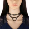Necklace Chain Personality Twisted Chain Double Layer Faux Leather Sexy Gothic Punk Love Heart Pendant Collar Jewelry Accessory