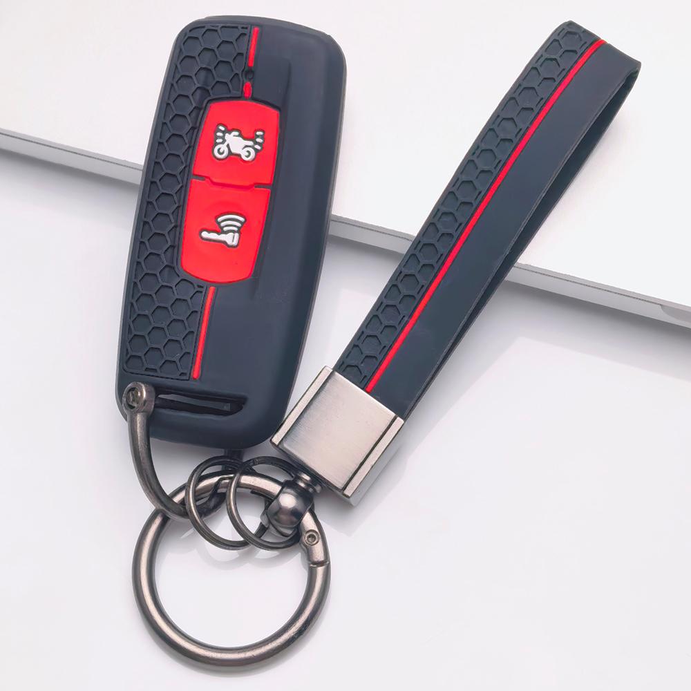 Soft Silicone Remote Key Case for Honda PCX125 PCX150 PCX160 ADV150 Vario Click125 with Keychain Honeycomb Texture Shockproof Key Shell Accessory