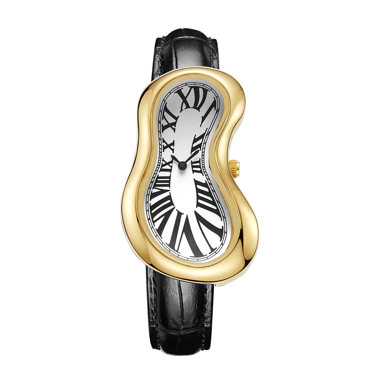 Medieval Special-Shaped Men S Watch Melt Twist Y2K Special-Shaped Fashion High-End Niche Design Quartz Watch