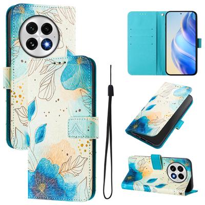 Modrý květinový les Luxusní malovaný kožený pouzdro Peněženka PU kůže Knižní styl Kryt pro Oneplus 9R,8T,Nord CE2 5G,Nord 2T,Nord N300,Oneplus 11 12...