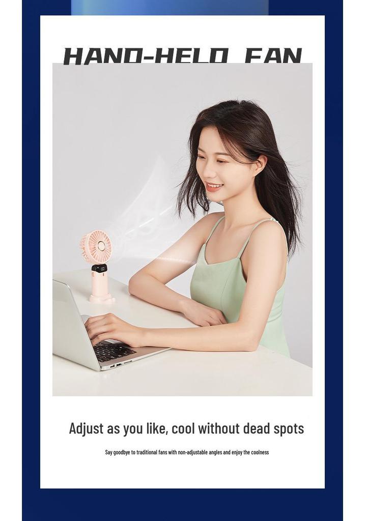 Portable Handheld USB Mini Fan with Foldable Neck and Digital Display