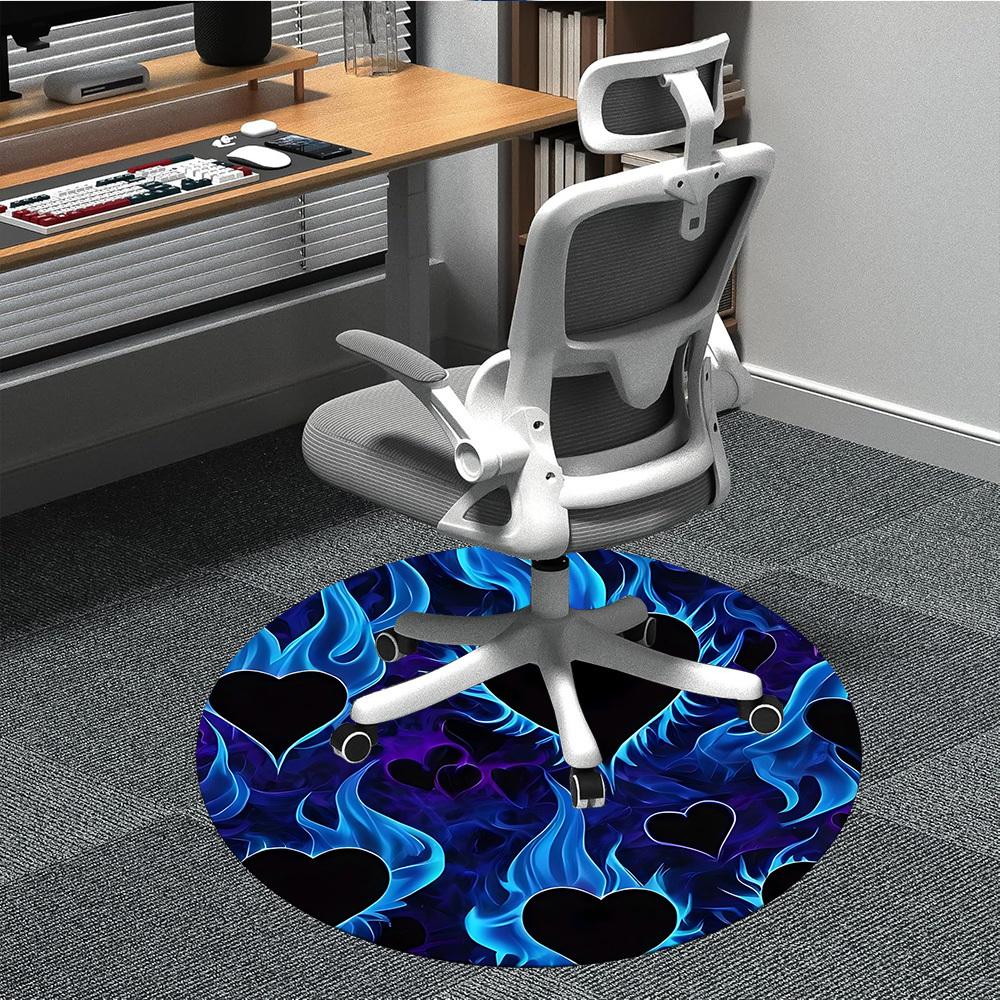 

1pc Flame Hearts Office Round Area Rug, Indoor Mat Suitable ForOffice, Under Office Chairs Bedroom Living Room Home Decor T149 80cm by 80cm
