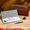 2026 Leather Weekly Calendar with Creative Patchwork Stand - Multifunctional Leather Desktop Ornament for Business Use