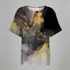 Women's Short Sleeve Henley Neck Shirt with Chest Pocket Lightweight Cotton Linen Fabric Printed Pattern Casual Top for Everyday Wear
