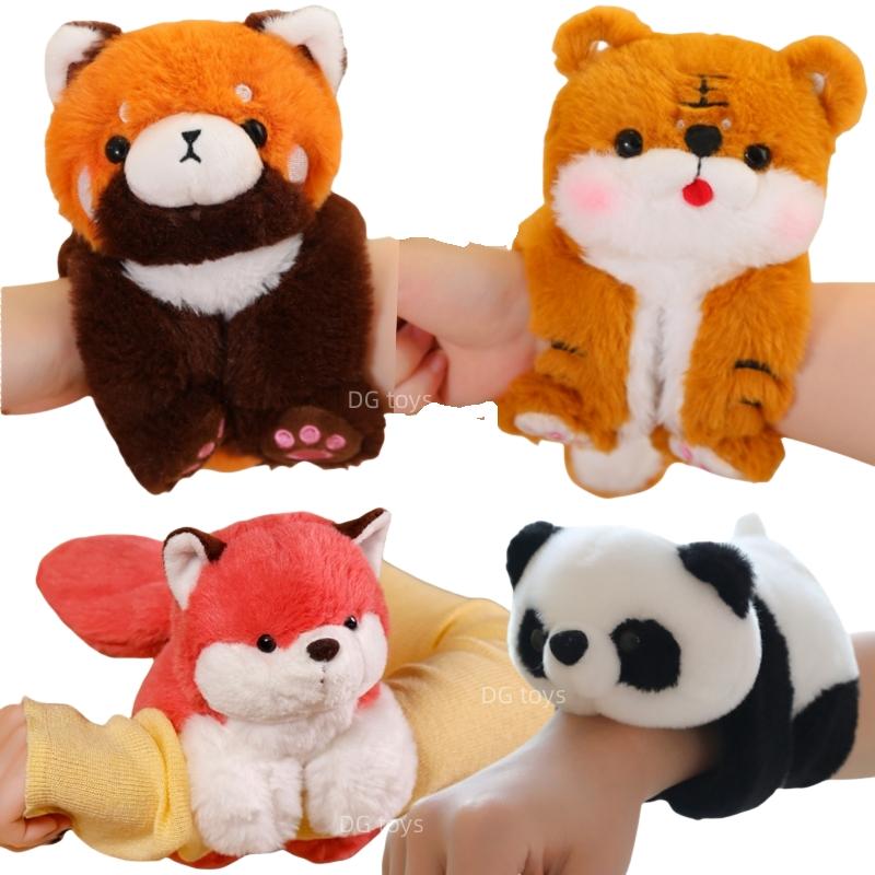 Creative Stuffed Animals Raccoon Fox Husky Cat Monkey Papa Circle Toy Wrapped Around Arm Doll Toys For Kids Birthday Gift