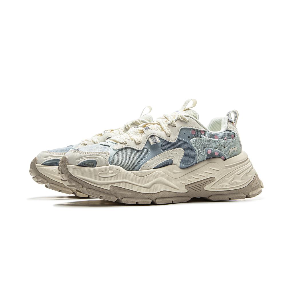 New DISHINIWANJUZONGDONGYUAN x LiNing Starlight Anti Slip Wear Resistant Low Top Chunky Sneakers Women's Blue AGCV046-6