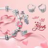 Copper Sparkling Heart Charm Pendant Beads Fit Original Bracelet For Women Valentine Day Jewelry Making Gifts