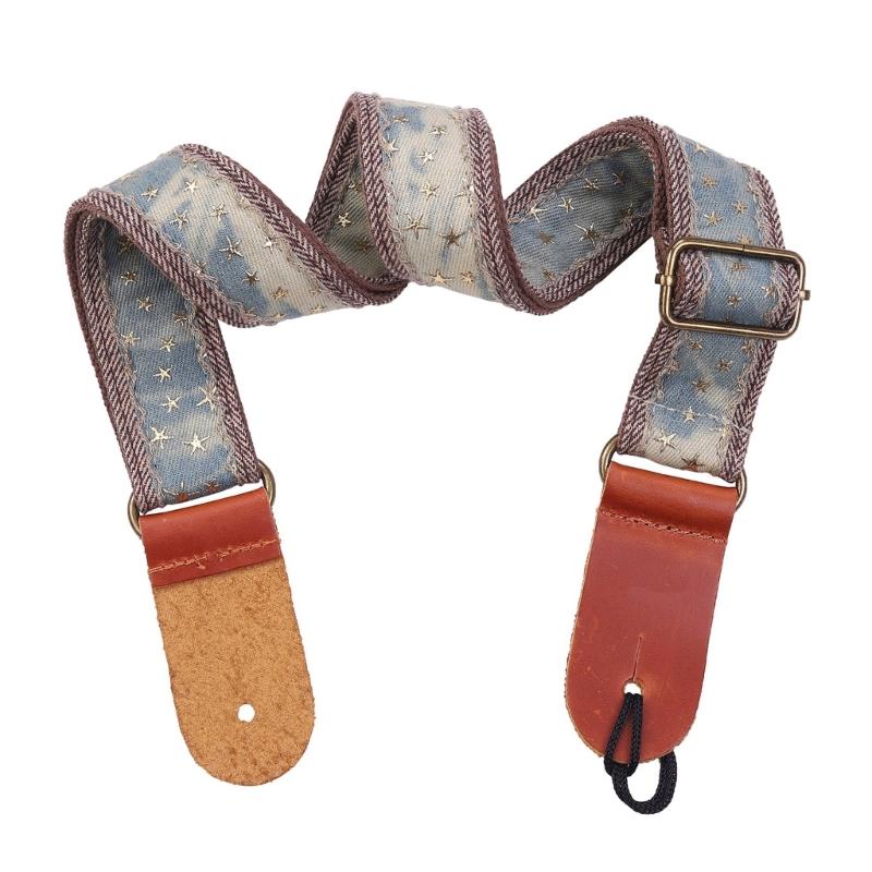 Cowboy Star Pattern Ukulele Strap Leather Adjustable Shoulder Strap Acoustic Ukulele Belt for Comfortable Playing
